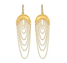 22k gold plated Chain Fringe earring, Handmade brass jewelry